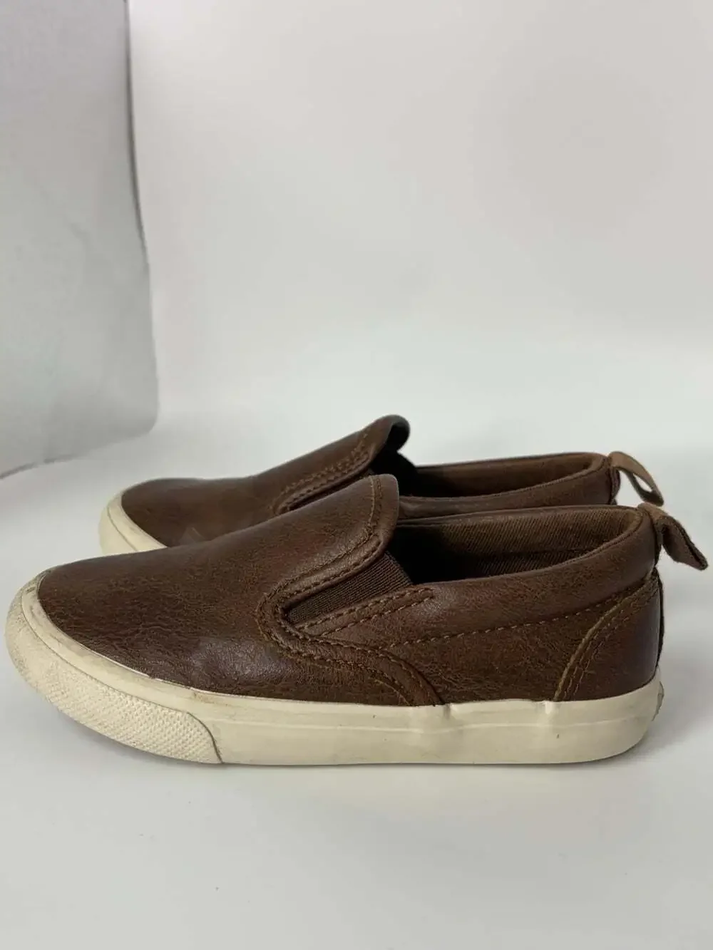Old Navy Shoes Boys 7C Brown Faux Leather Slip-On Sneakers